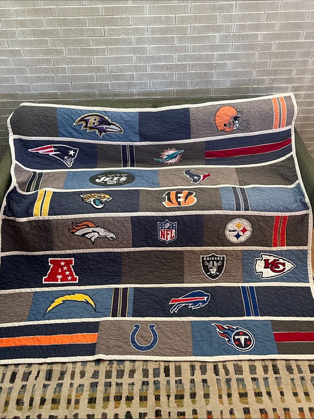 Pottery Barn Teen NFL Team Patchwork Quilt- Full/Queen